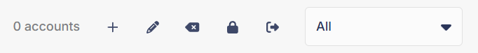The accounts toolbar buttons