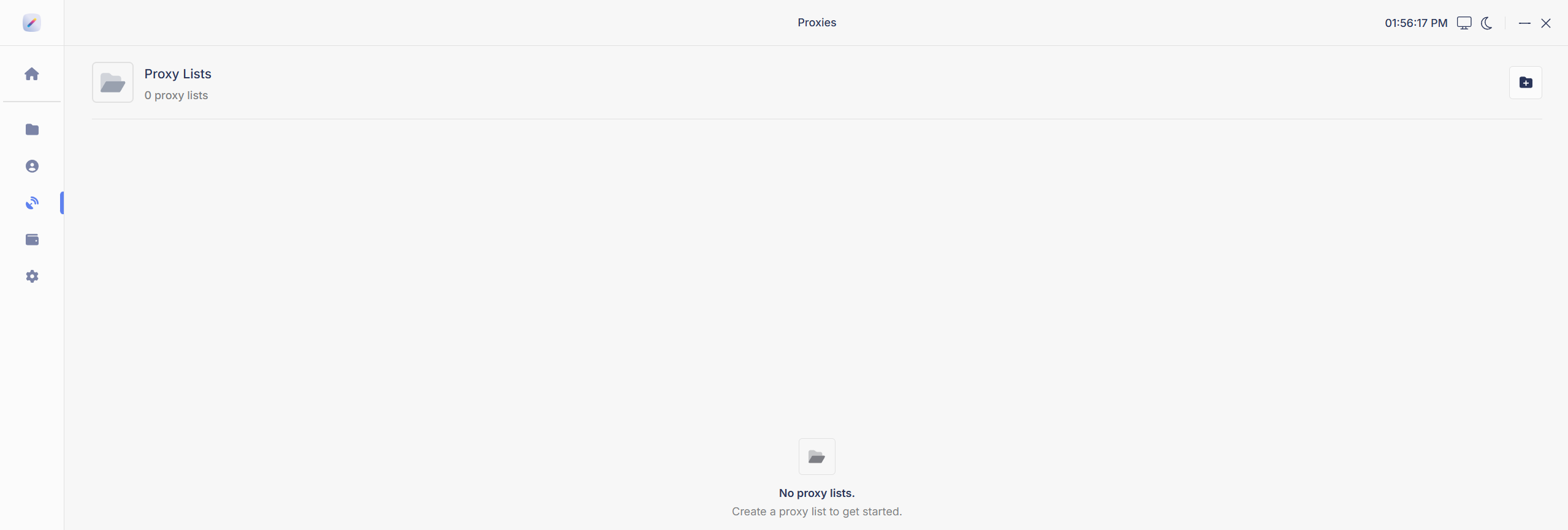 The Proxies tab with a proxy list