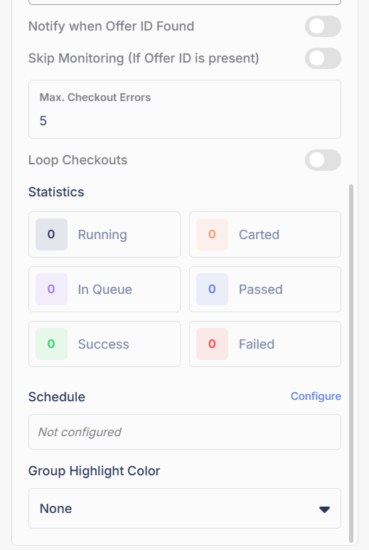 The lower half of the Amazon group settings
