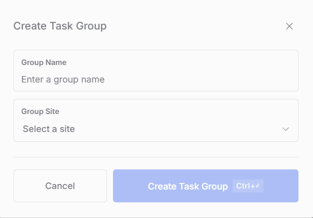 The Create Task Group window