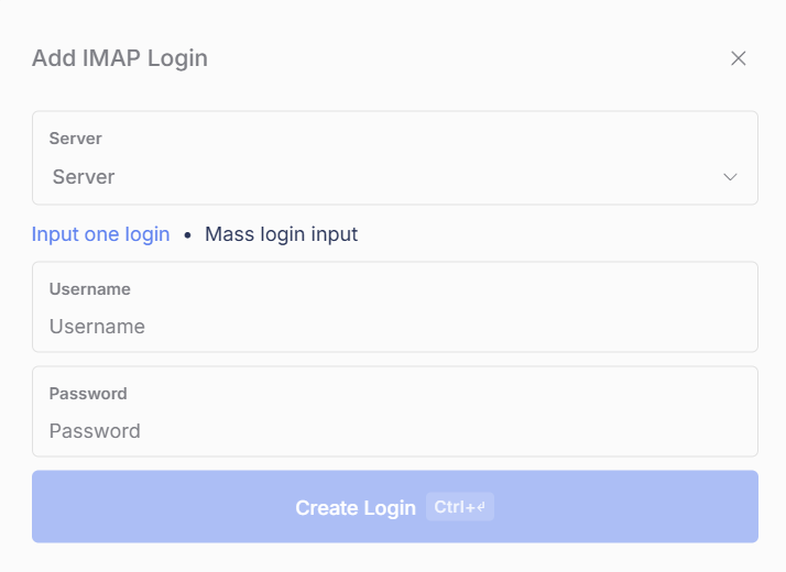 The Add IMAP Login window
