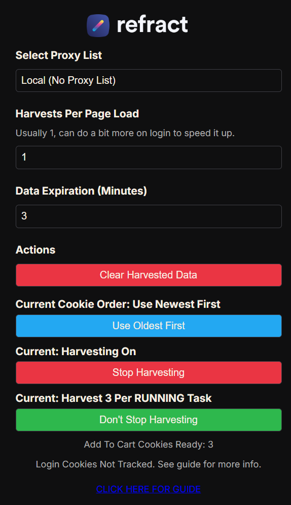 The extension settings panel with the defaults