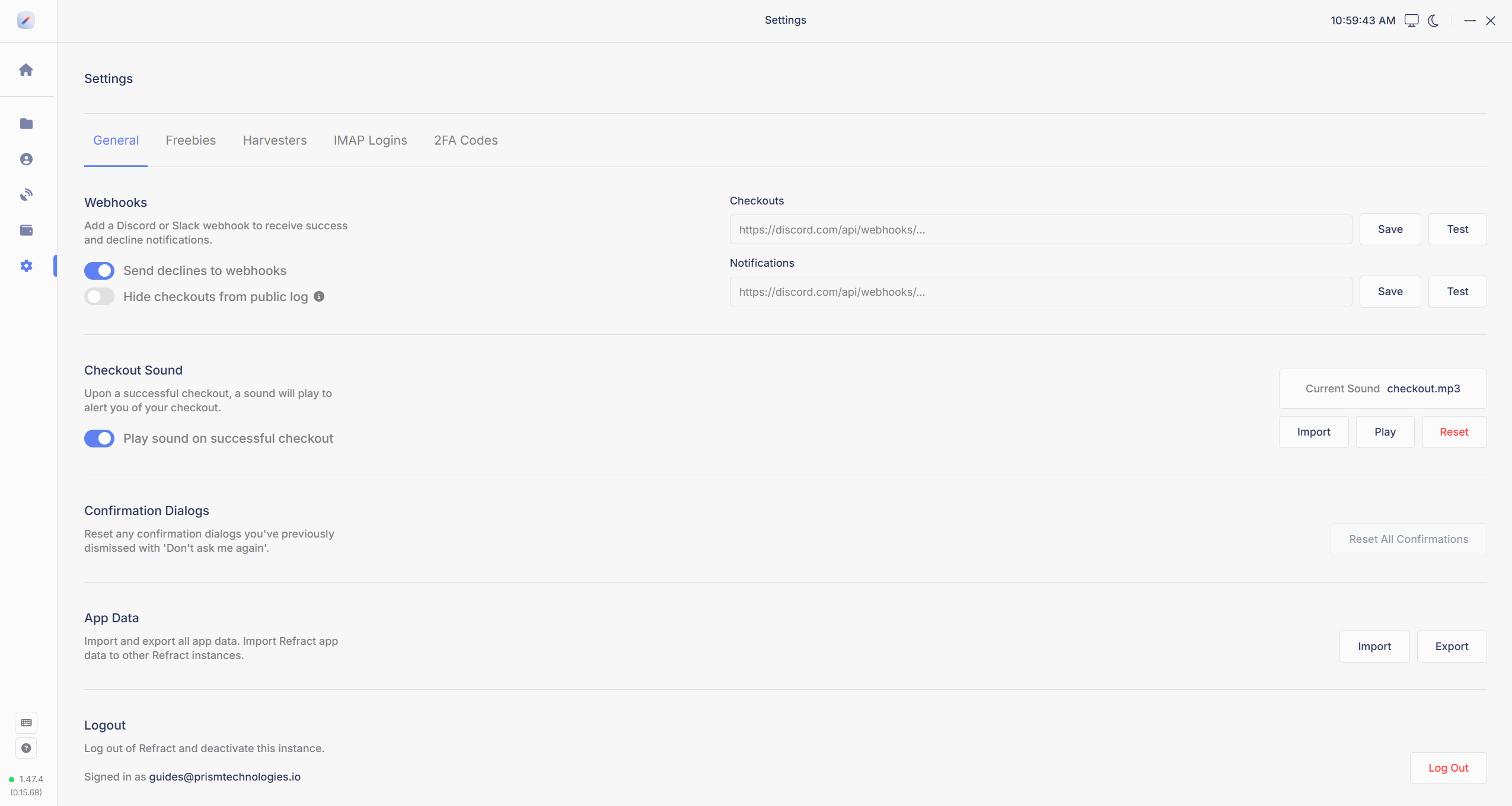 The General tab of bot Settings